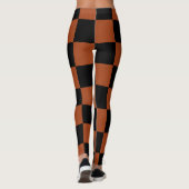 Zwart en Oranje Gecontroleerd vierkant buffel Leggings (Achterkant)