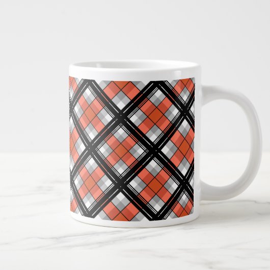 Zwart en oranje gelooid extra grote mok (Rechts)