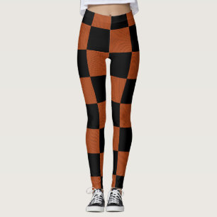 Zwart en oranje geruit vierkant Buffalo Plaid Leggings