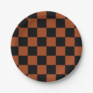 Zwart en oranje geruit vierkant Buffalo Plaid Papieren Bordje