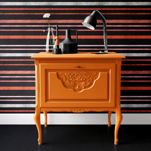 Zwart en oranje gestreepte Halloween Behang