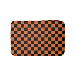 Zwart en oranje Halloween dambordpatroon Badmat
