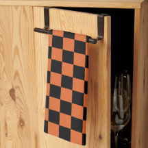Zwart en oranje Halloween dambordpatroon