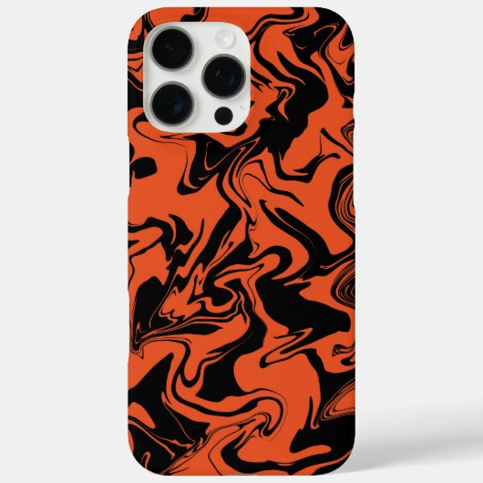 Zwart en oranje marmer Case-Mate iPhone case (Achterkant)