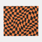 Zwart en Oranje psychedelisch geruite groovy grid Fleece Deken (Voorkant (Horizontaal))