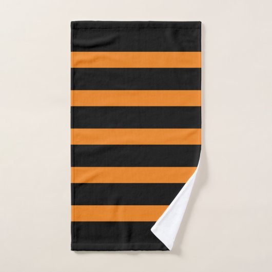 Zwart en oranje strepenpatroon bad handdoek (Handdoek)