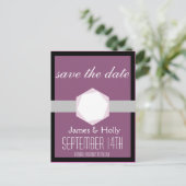 Zwart en Orchidee Save the Date Briefkaart (Staand voorkant)