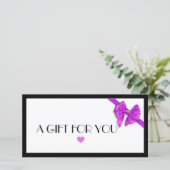 Zwart en paars hart logo cadeaubon (Staand voorkant)