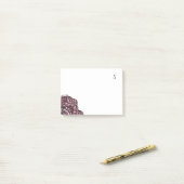 Zwart en Paars Medaillon Monogram Post-it® Notes (Op bureau)