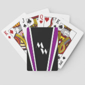 Zwart en Paarse Art Deco Design Monogrammed Pokerkaarten (Achterkant)