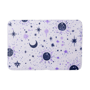 Zwart en Paarse Celestial Sun Moon Stars Badmat