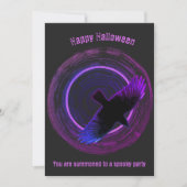 Zwart en Paarse Crow Halloween Kaart (Voorkant)