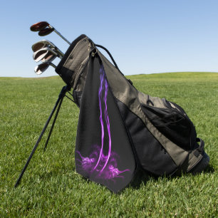 Zwart en Paarse Drakenrook Golfhanddoek
