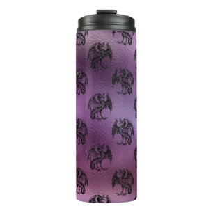 zwart en Paarse Glitter Dragon Pattern Thermosbeker