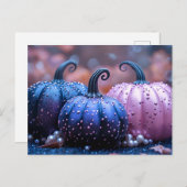 Zwart en Paarse Glitter Halloween Wenskaart Briefkaart (Voorkant / Achterkant)