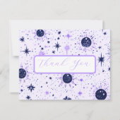 Zwart en Paarse Hemelse Bruiloft Dank u Kaart (Voorkant)