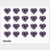 Zwart en Paarse Koe Print Pattern. Hart Sticker (Vel)