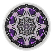 Zwart en Paarse Mandala Keramische knop (Voorkant)