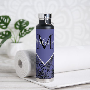 Zwart en paarse paisley waterfles