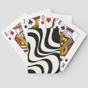 Zwart en pastel modern retro golven ontwerp pokerkaarten