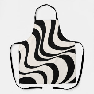 Zwart en pastel modern retro golven ontwerp schort