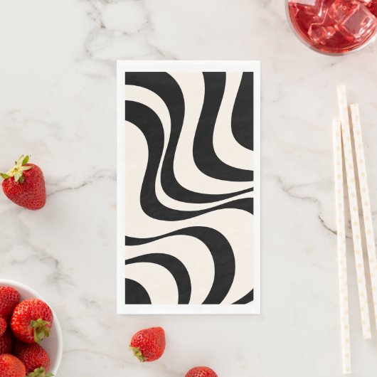 Zwart en pastel modern retro golven ontwerp servet (Insitu)