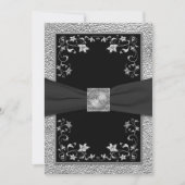 Zwart en Pieter Bloemen Monogrammed Uitnodiging (Voorkant)