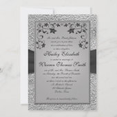 Zwart en Pieter Bloemen Monogrammed Uitnodiging (Achterkant)