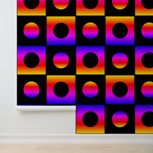 Zwart en Regenboog Kleuren Gecontroleerde Stippen  Behang