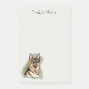 Zwart En Roestbruin Duitse Herdershond Aquarel Op Post-it® Notes