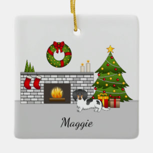 Zwart En Roestbruine Bont Langharige Dachshund Ker Keramisch Ornament