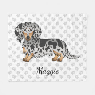 Zwart En Roestbruine Dapple Langharige Dachshond & Fleece Deken