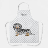 Zwart En Roestbruine Dapple Langharige Dachshond & Schort (Voorkant)