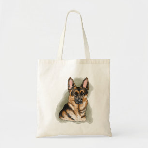Zwart En Roestbruine Duitse Herdershond Aquarel Op Tote Bag