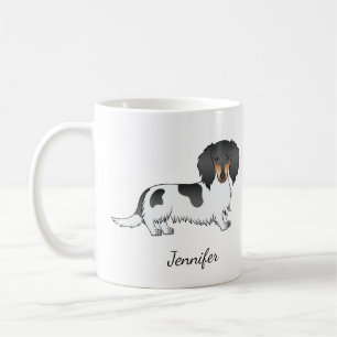 Zwart En Roestkleurige Bont Langharige Dachshond & Koffiemok