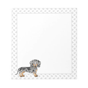 Zwart En Roestkleurige Dapple Kortharige Dachshond Notitieblok