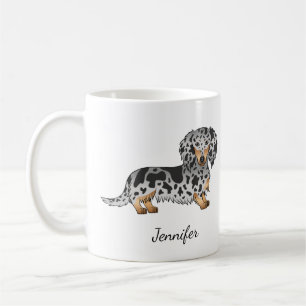 Zwart En Roestkleurige Dapple Langharige Dachshond Koffiemok