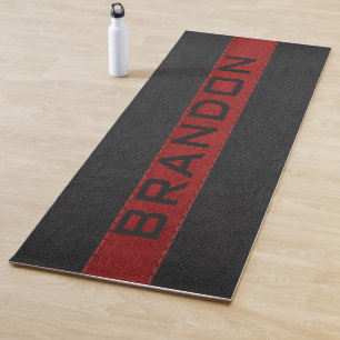 Zwart en rood aangebonden leren strepen yogamat