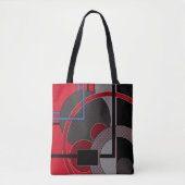 Zwart en rood, abstract, schilderend, geometrisch draagtas (Voorkant)
