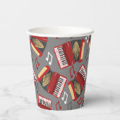 Zwart en rood accordeon spelers partij papieren bekers (Achterkant)