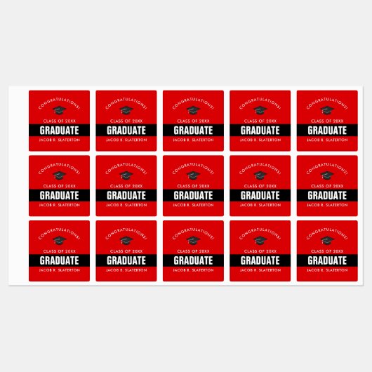 Zwart en rood Afstuderen, speciaal aangepast Labels (Vel)