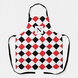 Zwart en Rood Argyle Patroon Monogram Schort