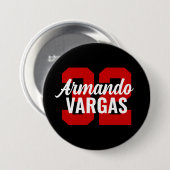 Zwart en Rood Atleet Jersey Nummer Ronde Button 7,6 Cm (Voorkant /achterkant)