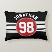 Zwart en rood automatisch racebandnummer accent kussen (Voorkant)