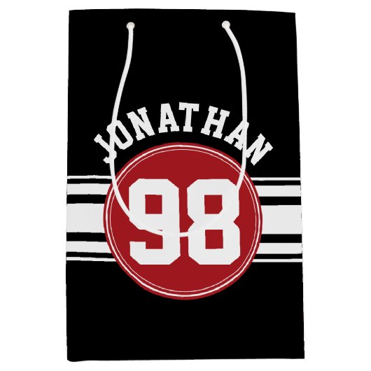 Zwart en rood automatisch racebandnummer medium cadeauzakje (Voorkant)