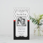 Zwart en Rood Bewaar de datumfotokaarten Save The Date (Staand voorkant)