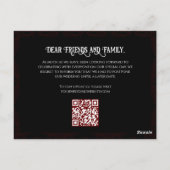 Zwart en Rood Bloemen Gotische Bruiloft Uitstel Briefkaart (Achterkant)