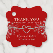Zwart en rood bruiloft bedankjes labels (Voorkant)
