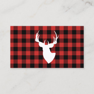 Zwart en Rood Buffel Plaid Buck Silhouet Visitekaartje