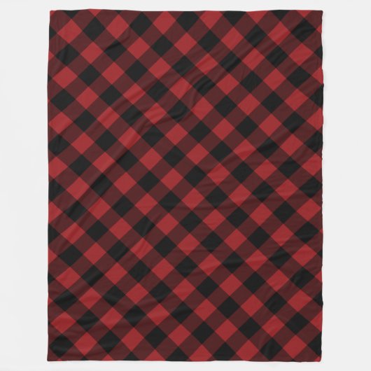 Zwart en Rood Buffel Plaid Check Fleece Deken (Voorkant)